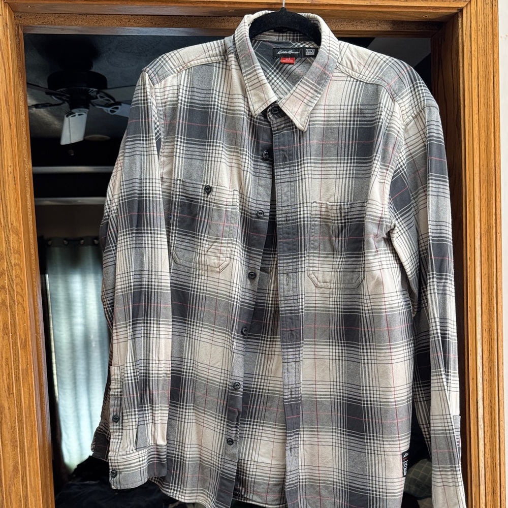 Eddie Bauer Men's Checkered Shirt - Black, Gray, White